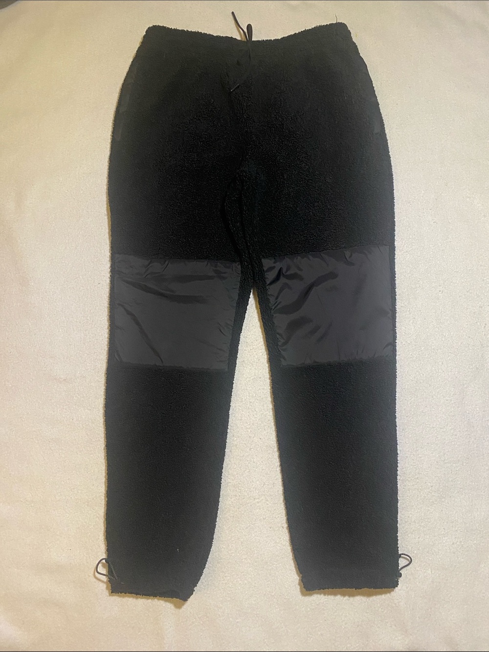 Men's Black Sherpa Fleece Joggers with Knee Panels